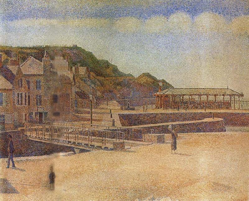 Georges Seurat The Bridge of Port en bessin and Seawall